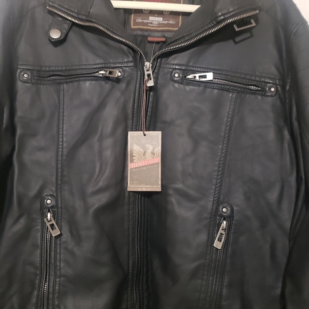 NEW HERITAGE Men's Black FAUX Leather Jacket....SIZE:L - Picture 8 of 12
